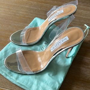 Aquazzura Clear PVC Slingback Heels with Nude Insole and Mint Dust Bag